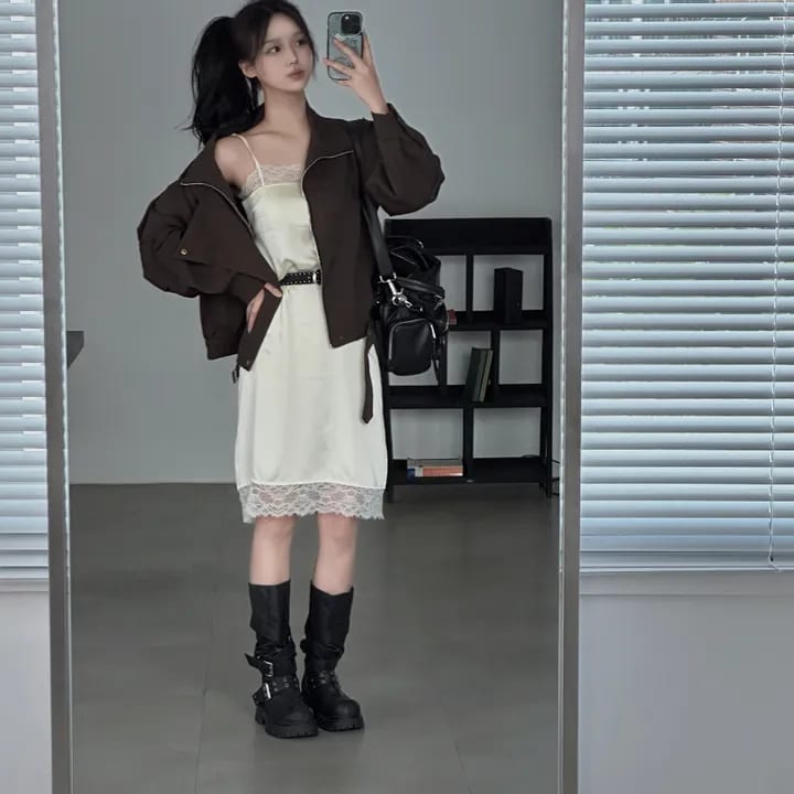 High-neck banded belt jacket 하이넥 밴딩 벨트 자켓 사진 2