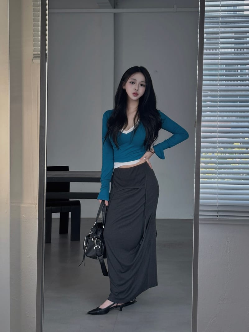 사이드 드레이프 맥시스커트 상세 1
