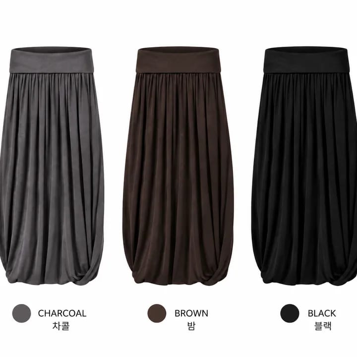Folding Volume Draped Long Skirt 폴딩 볼륨 드레이프 롱스커트 사진 1