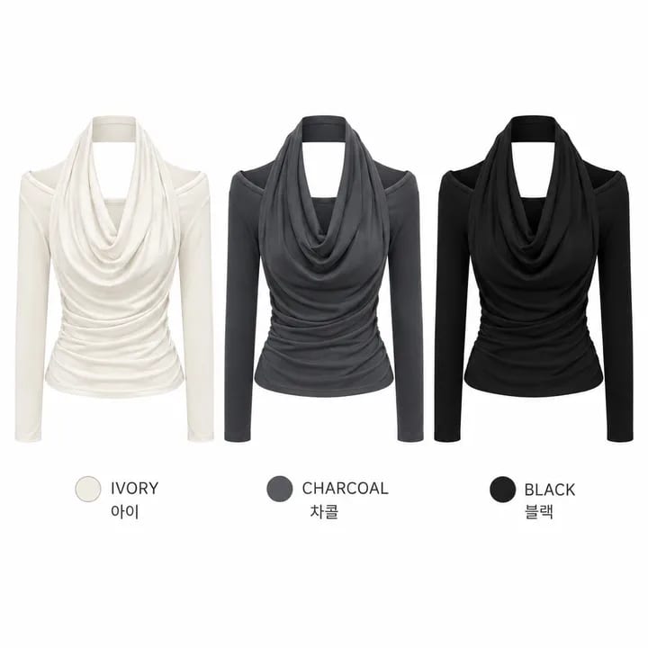 Off-Halter Draped Long Sleeve 오프 홀터 드레이프 롱 슬리브 사진 3