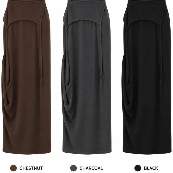 Side Draped Maxi Skirt 사이드 드레이프 맥시스커트 사진 4