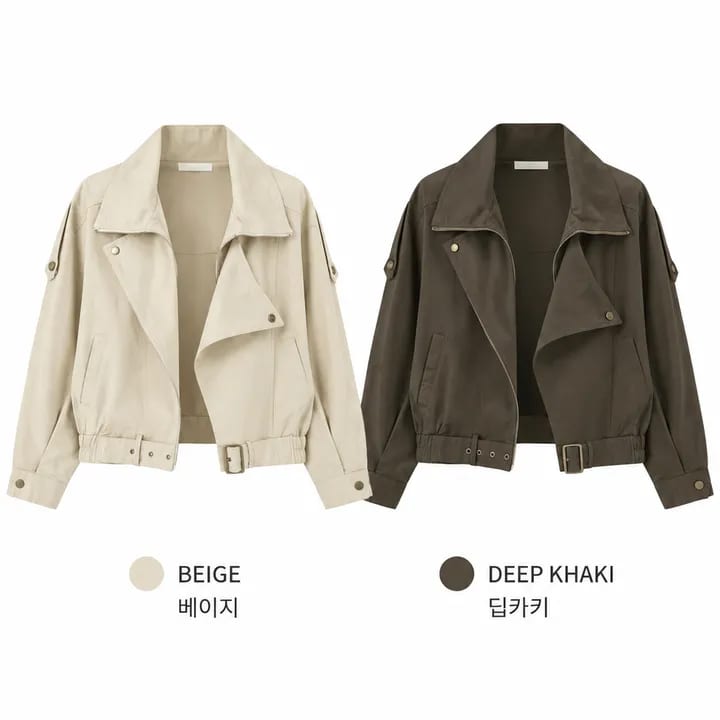 High-neck banded belt jacket 하이넥 밴딩 벨트 자켓 사진 3