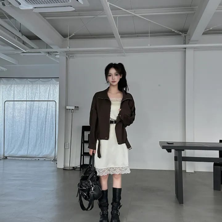 Layered Satin Silk Lace Dress 레이어드 새틴 실크 레이스 원피스 사진 1