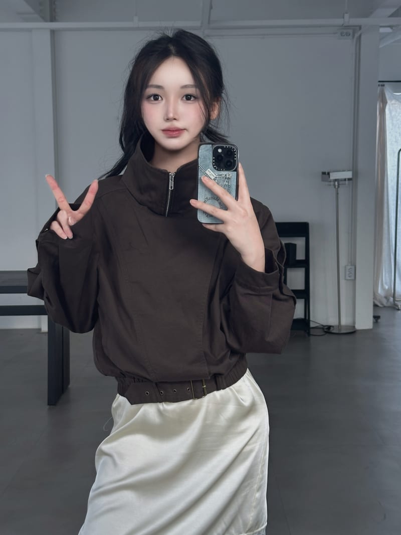 하이넥 밴딩 벨트 자켓 상세 8