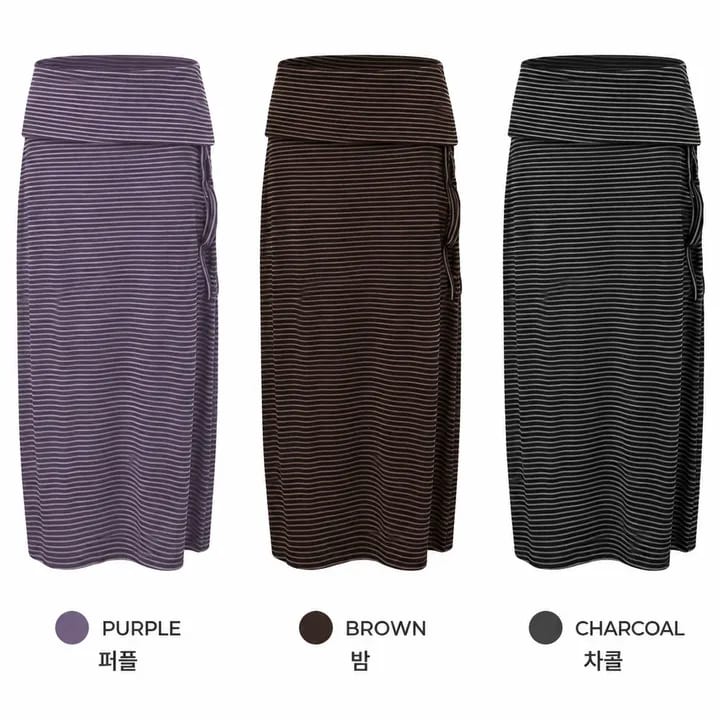 Slim fit Folding Stripe Skirt 슬림핏 폴딩 스트라이프 스커트 사진 3