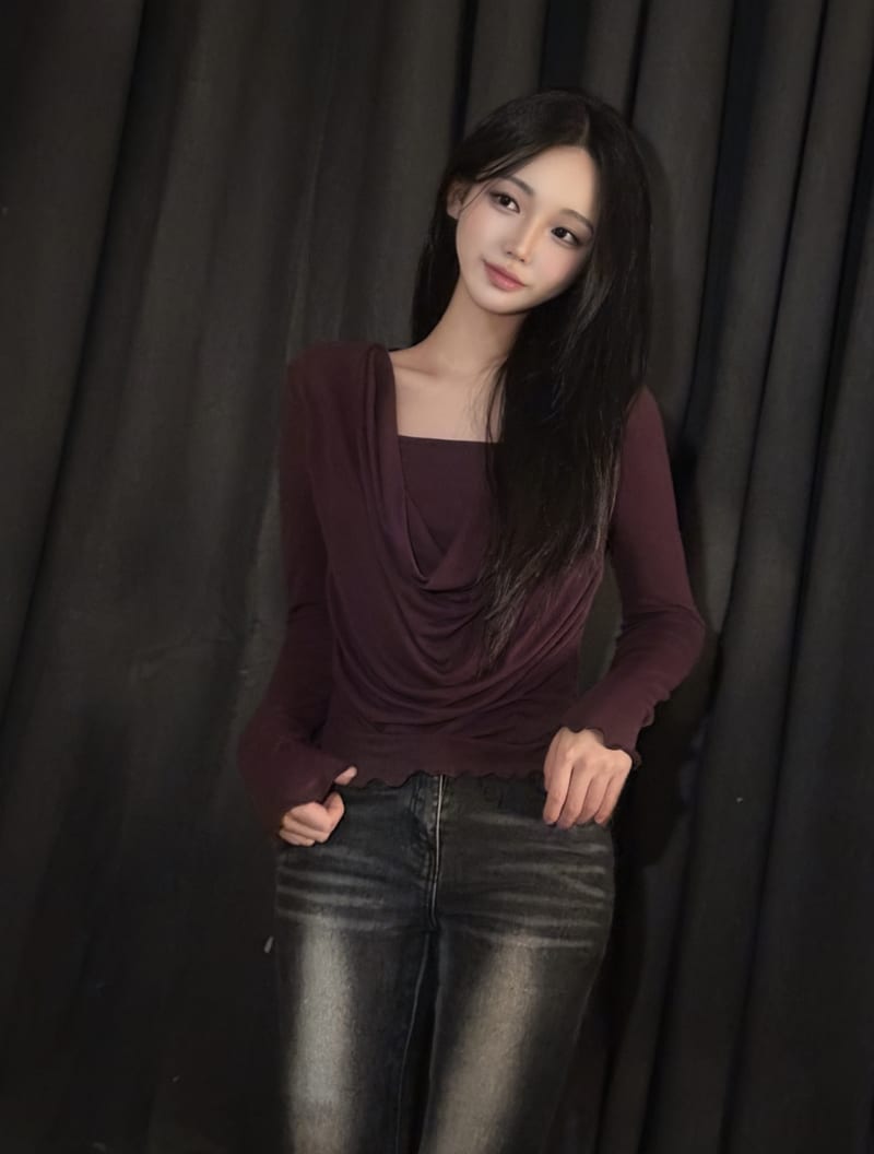 카울 드레이프 스판 롱 슬리브 상세 2