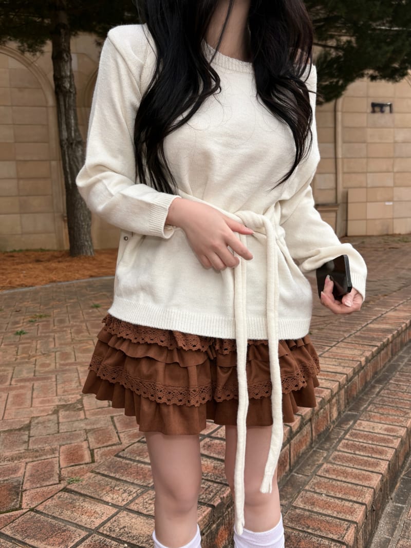 Suede Lace Cancan Mini Skirt 스웨이드 레이스 캉캉 미니스커트 3color 사진 13