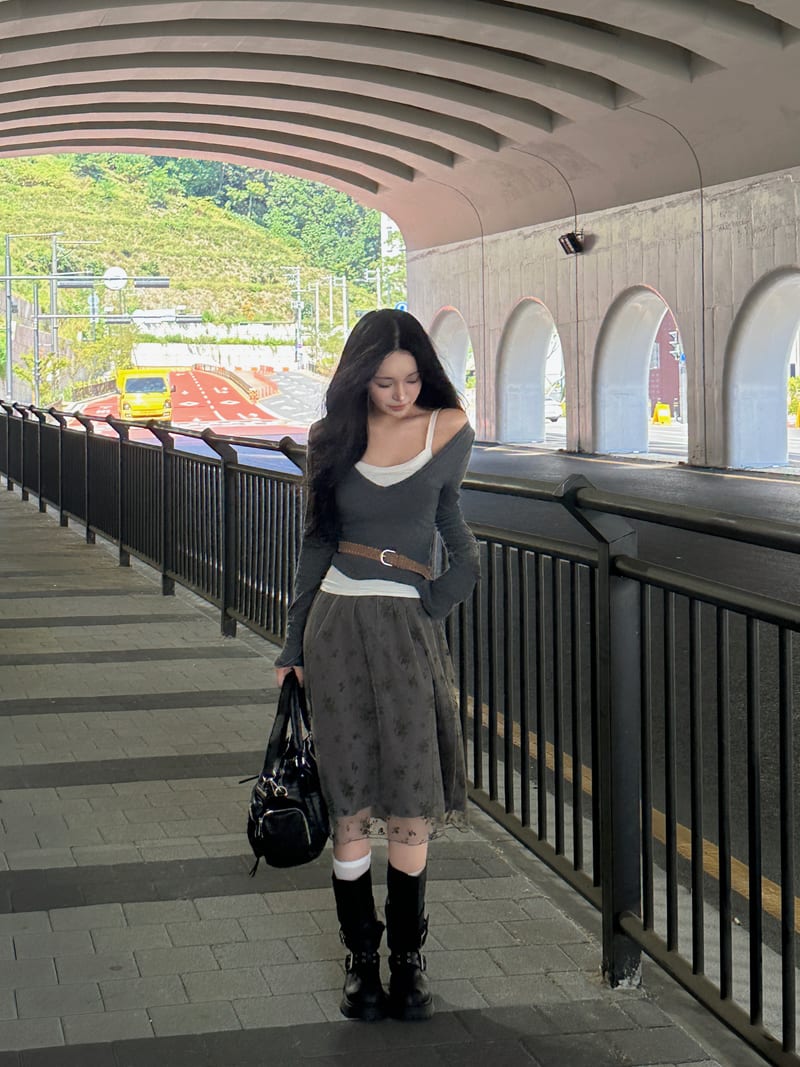 Flower Satin Midi Skirt 플라워 새틴 미디 스커트 사진 13
