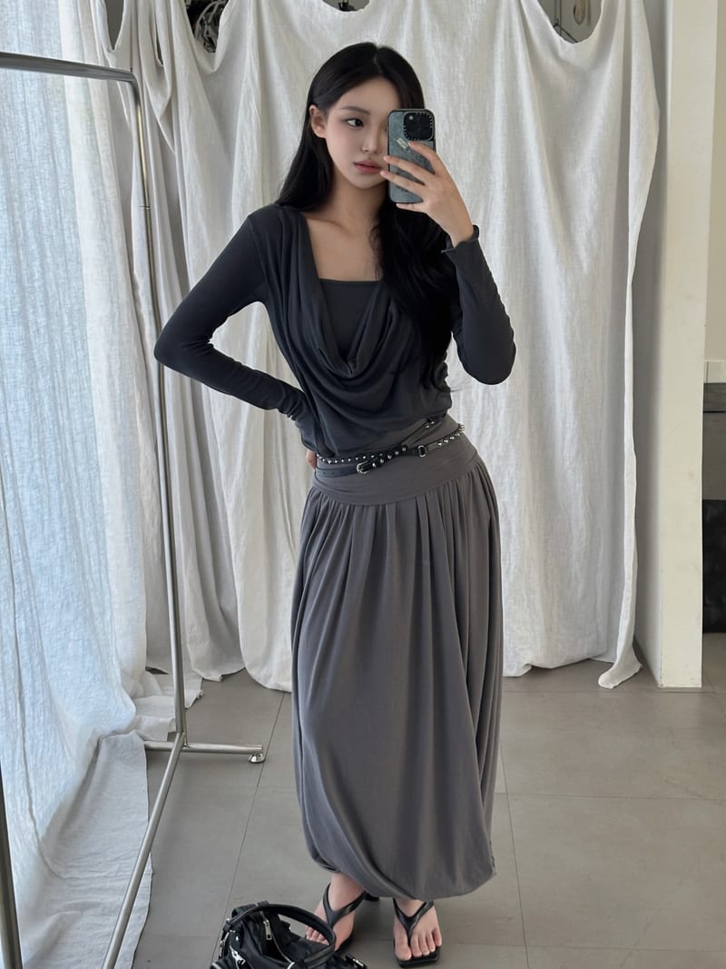 Folding Volume Draped Long Skirt 폴딩 볼륨 드레이프 롱스커트 사진 7