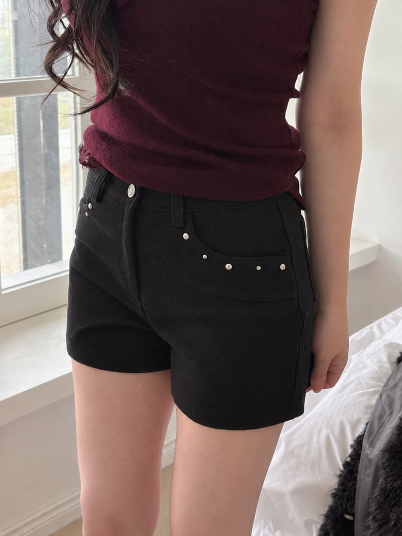 Wool Stud Cuff Spandex Short Pants 울 스터드 절개 스판 숏팬츠 사진 11