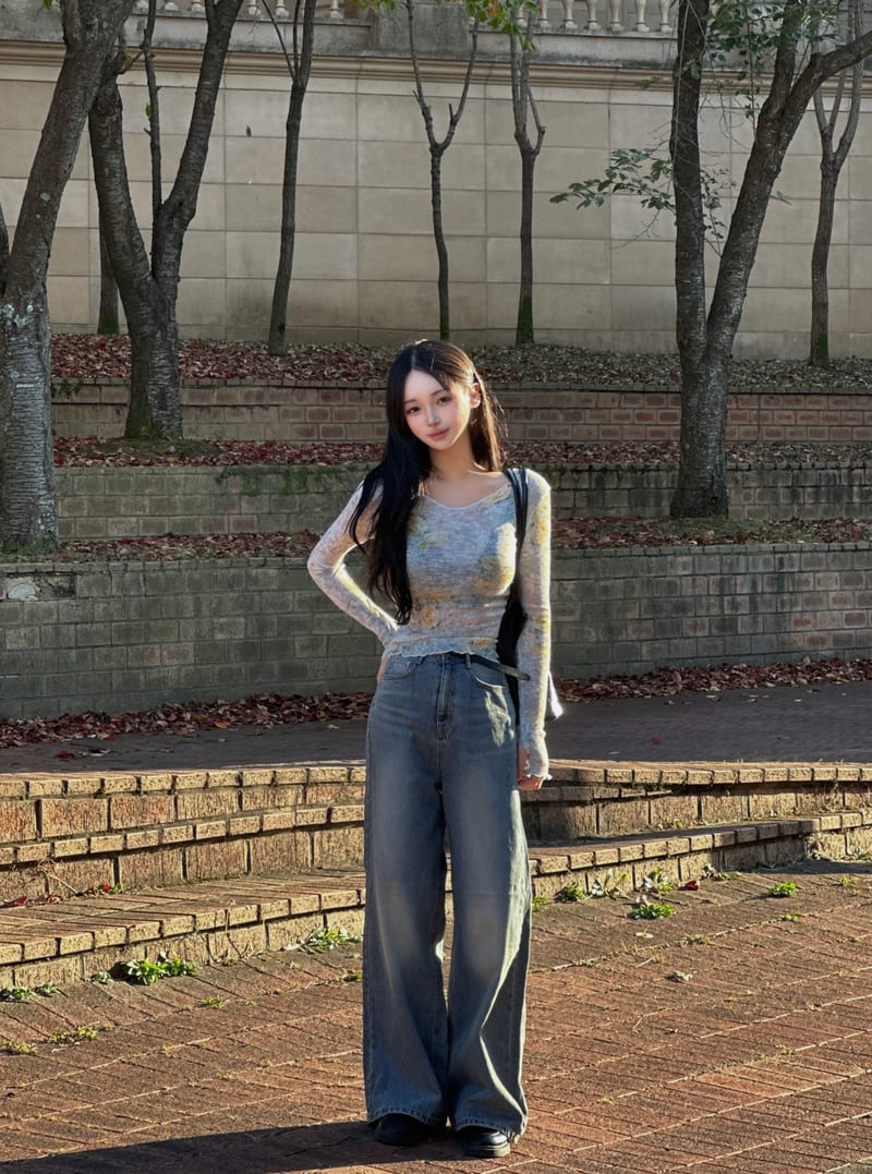 Flower See-Through Warmer Long Sleeve Tee 플라워 시스루 워머긴팔티 사진 5