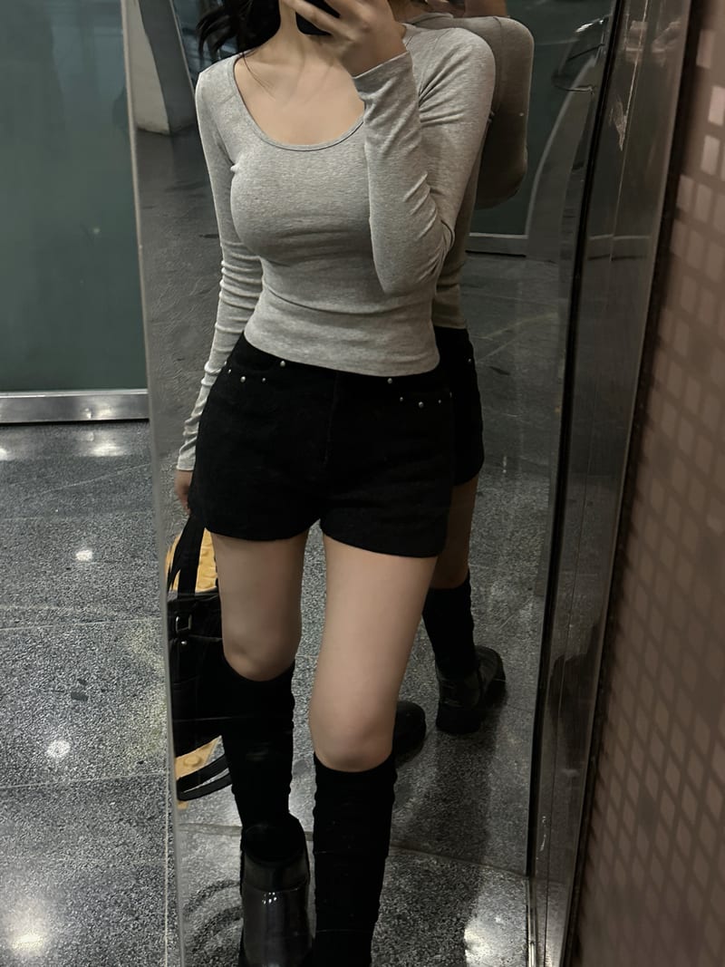 Wool Stud Cuff Spandex Short Pants 울 스터드 절개 스판 숏팬츠 사진 14