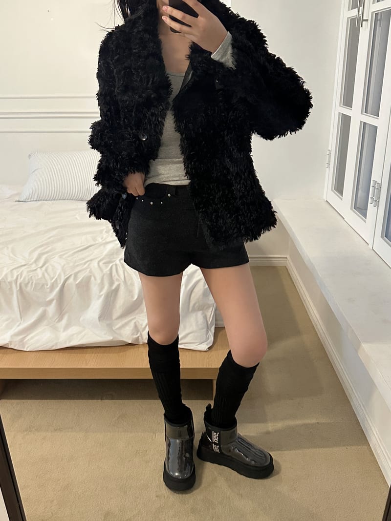 Wool Stud Cuff Spandex Short Pants 울 스터드 절개 스판 숏팬츠 사진 17