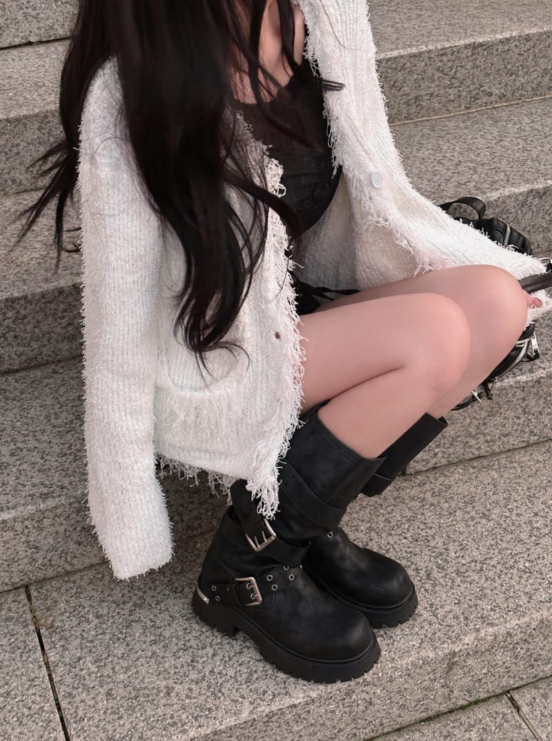Unique Fringe Pocket Knit Cardigan 유니크 프린지 수술 포켓 니트가디건 사진 4