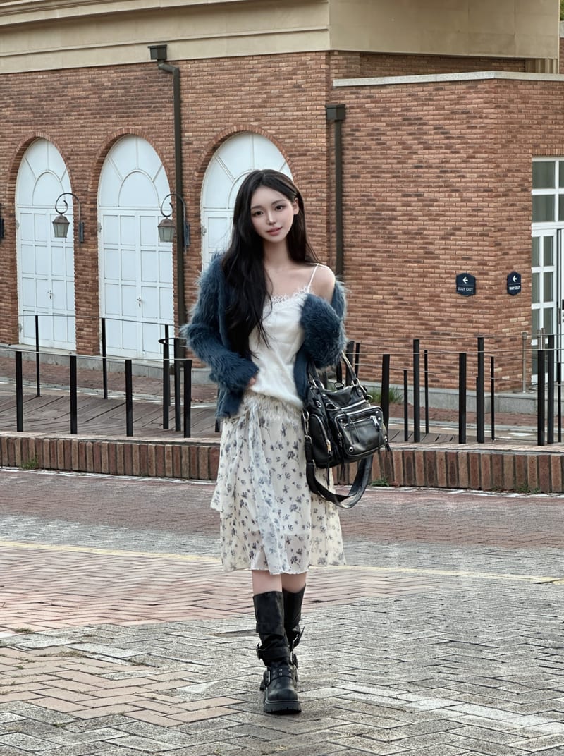 Button-Heathered Long-Pore V-Neck Cardigan 버튼 헤어리 롱퍼 브이넥 가디건 사진 5