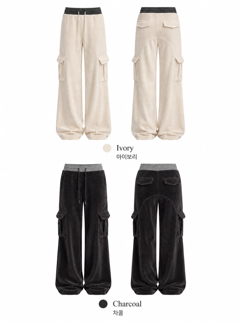 Color-Blocked Low Veloar Cargo Pants 배색 로우 벨로아 카고 팬츠 사진 10