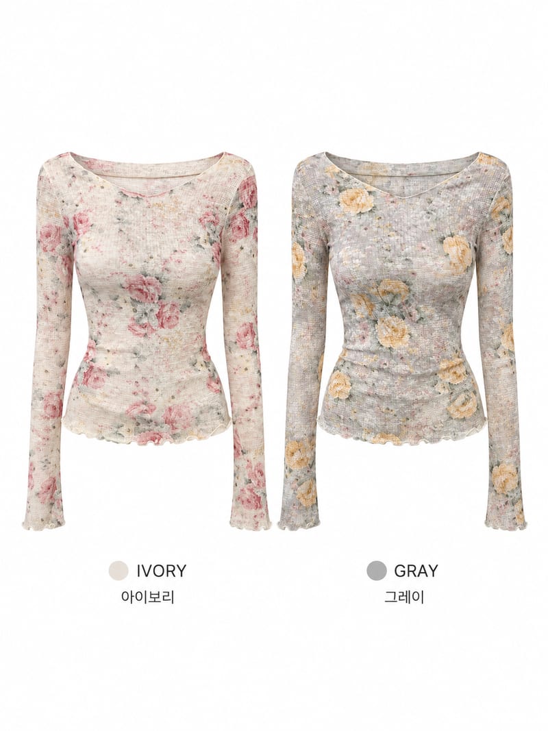 Flower See-Through Warmer Long Sleeve Tee 플라워 시스루 워머긴팔티 사진 14