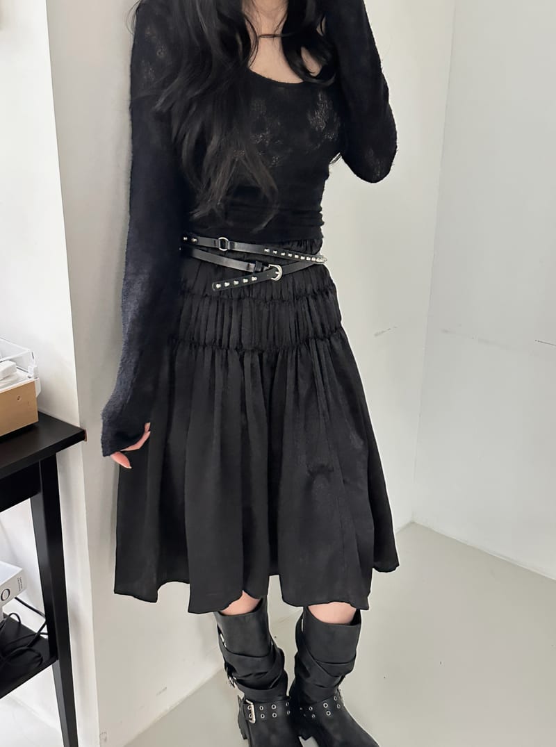 Deep U-Neck Flower See-Through Long Sleeve Tee 딥유넥 플라워 시스루 긴팔티 사진 14