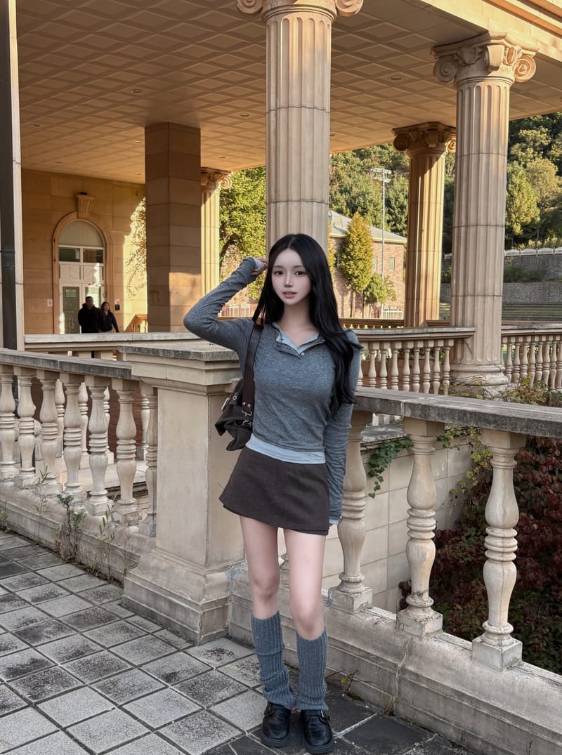 Pile Slim A Mini Skort 피치스판 필레 슬림에이 미니 치마바지 사진 7
