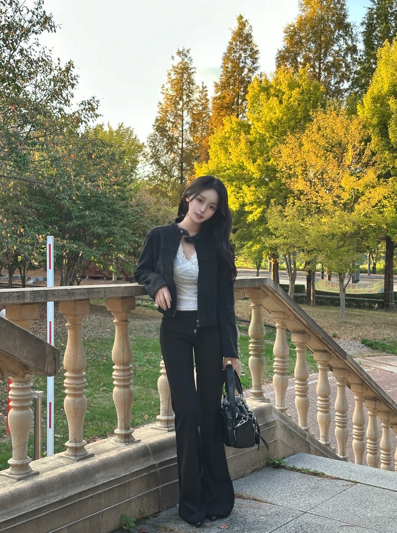 Button-Fold Slim Bootcut Stretch Pants 버튼 폴딩 슬림부츠컷 스판팬츠 사진 7