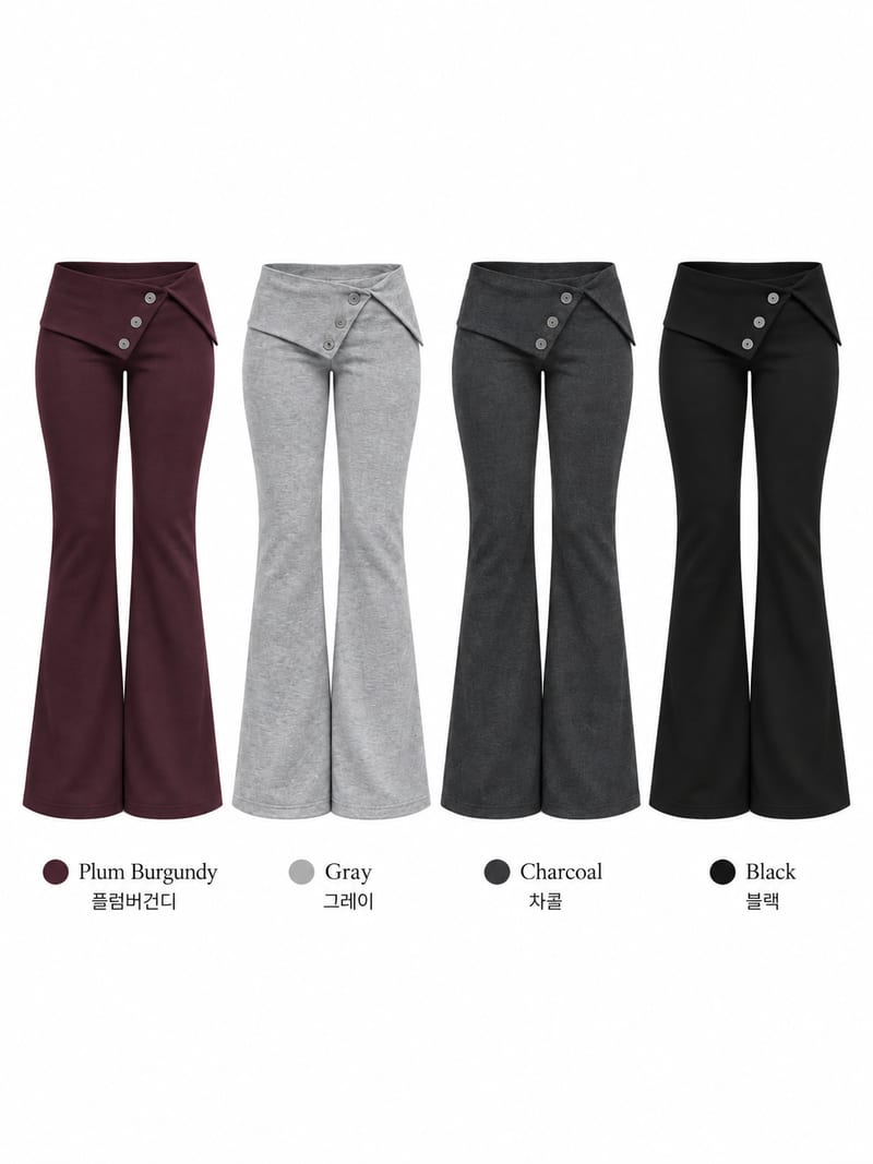 Button-Fold Slim Bootcut Stretch Pants 버튼 폴딩 슬림부츠컷 스판팬츠 사진 8