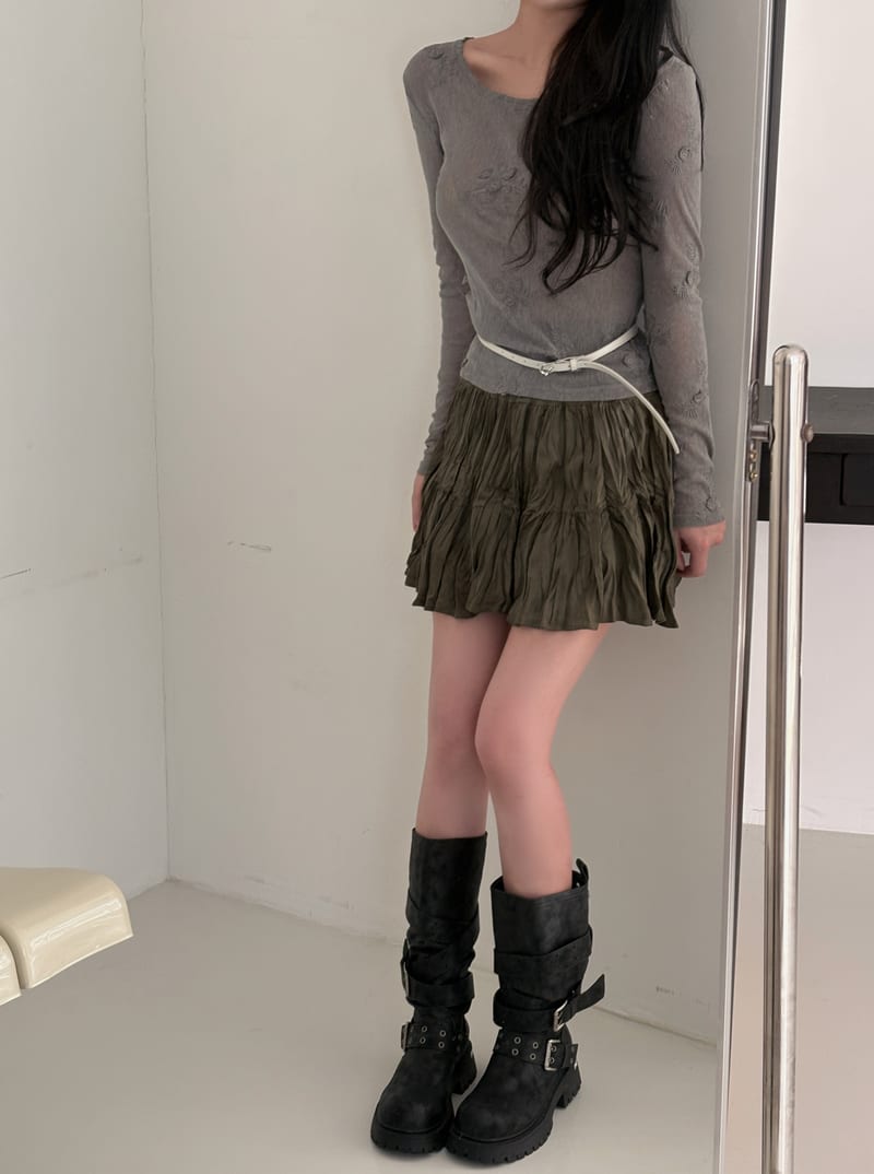 Suede Pleated Mini Skirt 스웨이드 주름 미니스커트 사진 4