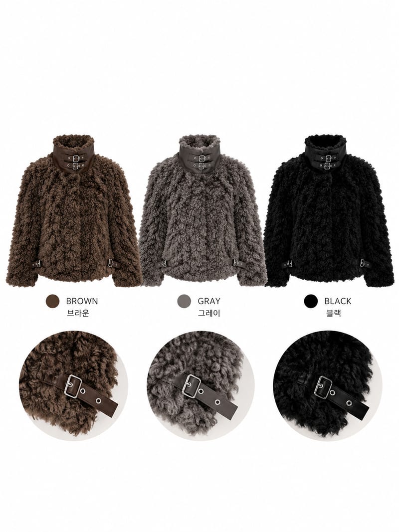 Double Buckle Poodle Fur Jacket 더블 버클 푸들 퍼자켓 사진 17