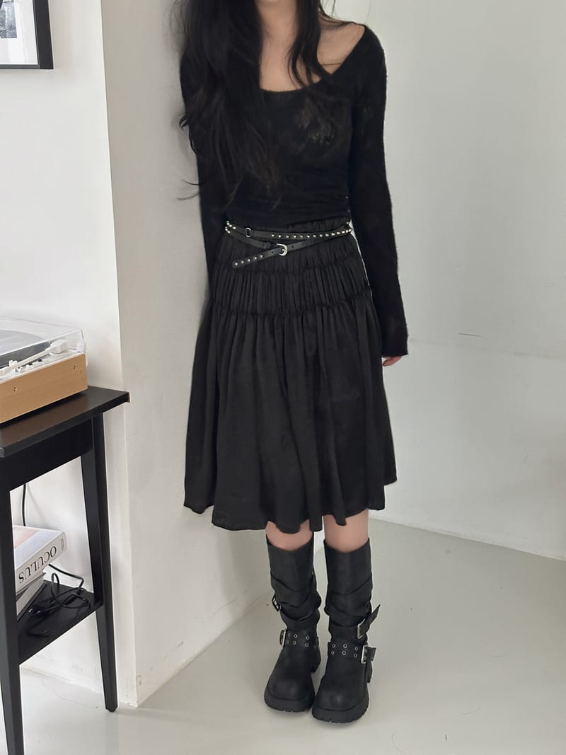Deep U-Neck Flower See-Through Long Sleeve Tee 딥유넥 플라워 시스루 긴팔티 사진 15