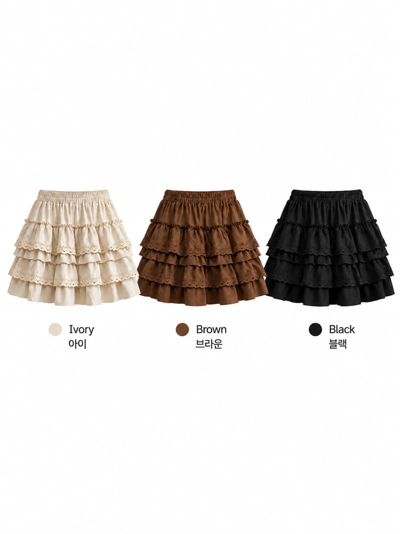 Suede Lace Cancan Mini Skirt 스웨이드 레이스 캉캉 미니스커트 3color 사진 14