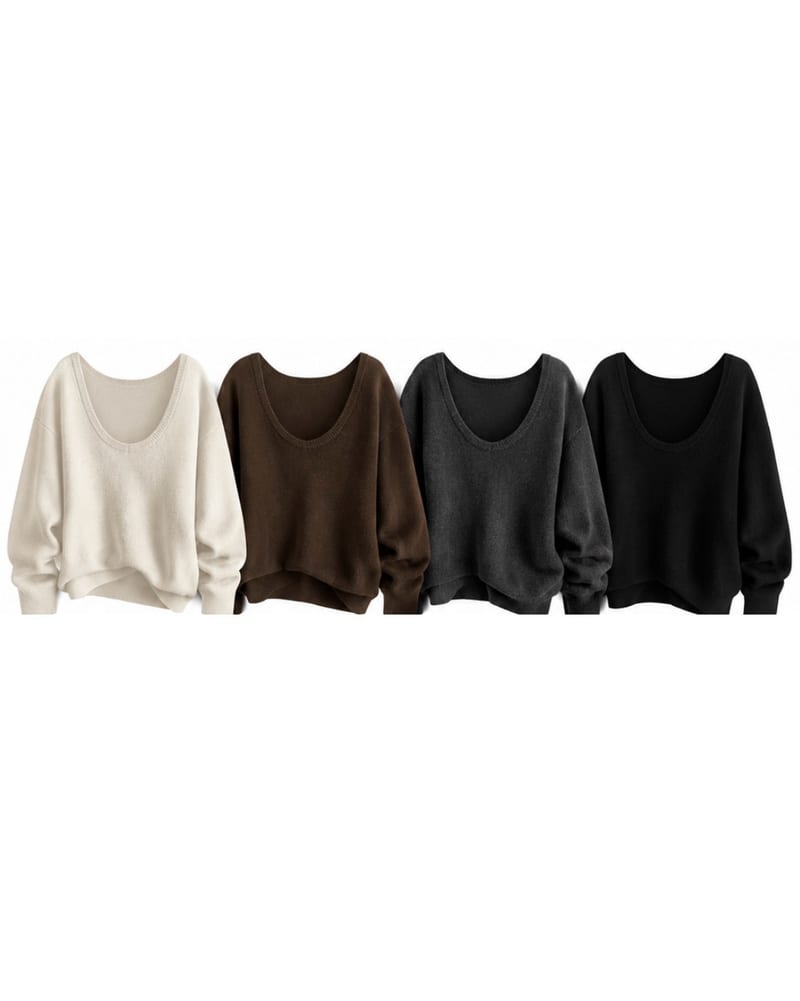 Wool Deep U-Neck Thick Loose Fit Knit 울 딥유넥 도톰 루즈핏 니트 사진 14