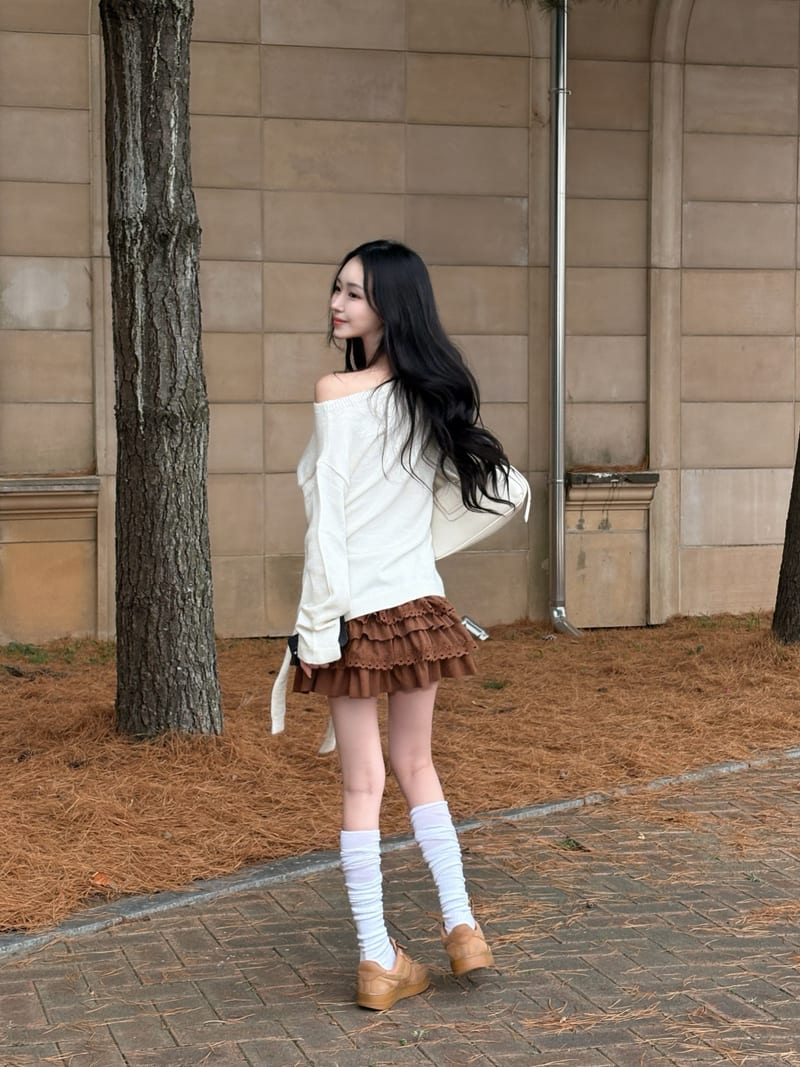 Suede Lace Cancan Mini Skirt 스웨이드 레이스 캉캉 미니스커트 3color 사진 9