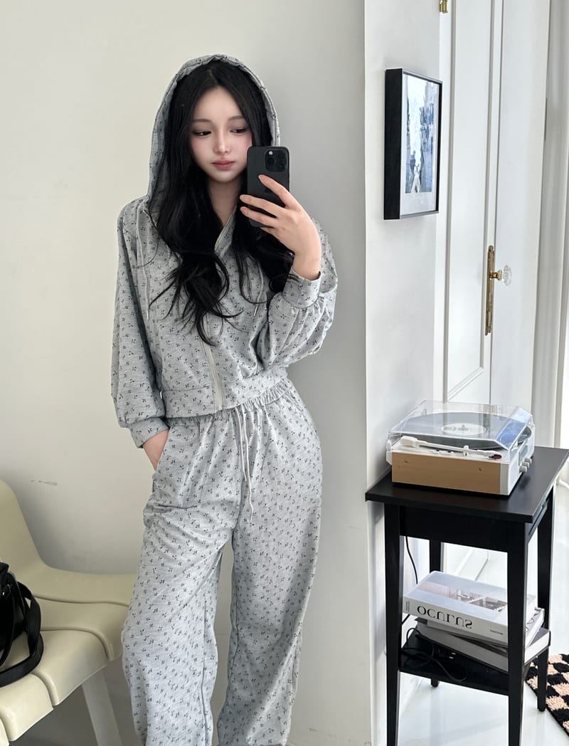 Floral Hoodie Zip-Up Training Set 잔꽃 후드집업 트레이닝세트 사진 8