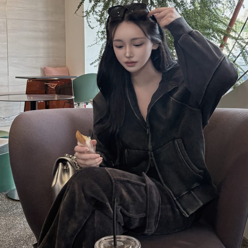 Washing Two-Way Hoodie Zip-up 워싱 투웨이 후드집업 사진 1