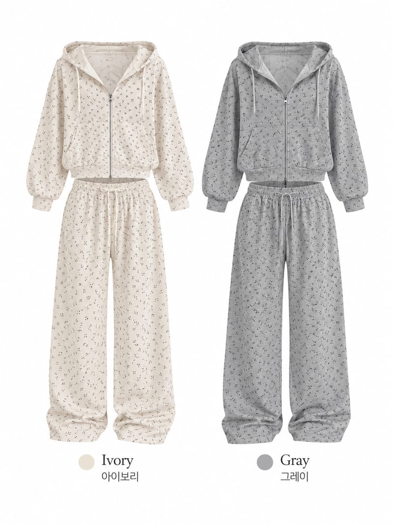 Floral Hoodie Zip-Up Training Set 잔꽃 후드집업 트레이닝세트 사진 12