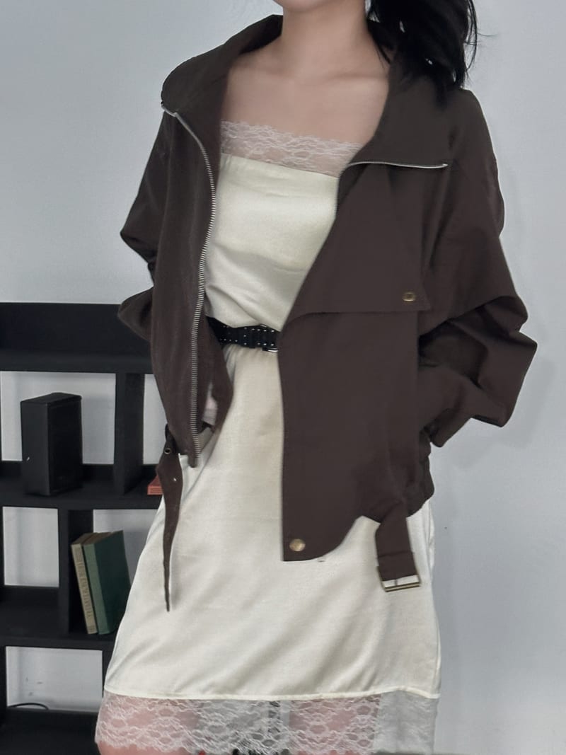 High-neck banded belt jacket 하이넥 밴딩 벨트 자켓 사진 10