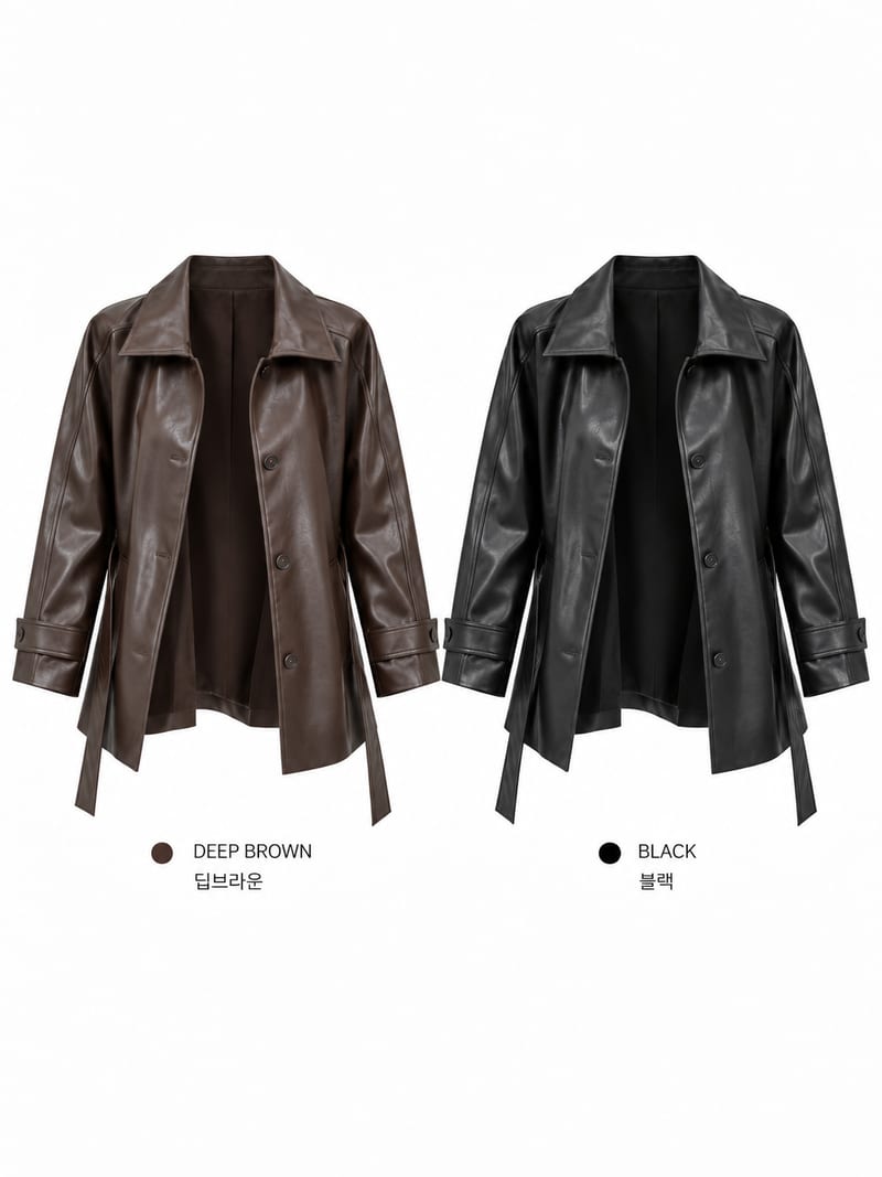Belted Leather Half Coat 벨티드 레더 하프코트 사진 11