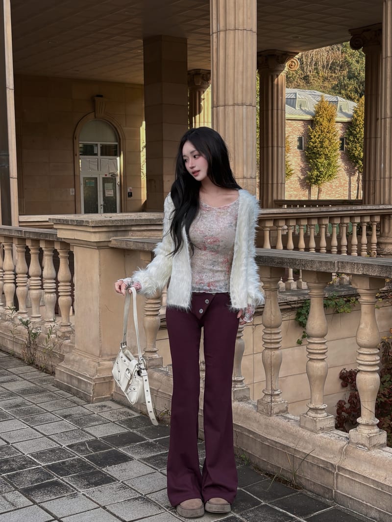 Button-Heathered Long-Pore V-Neck Cardigan 버튼 헤어리 롱퍼 브이넥 가디건 사진 11