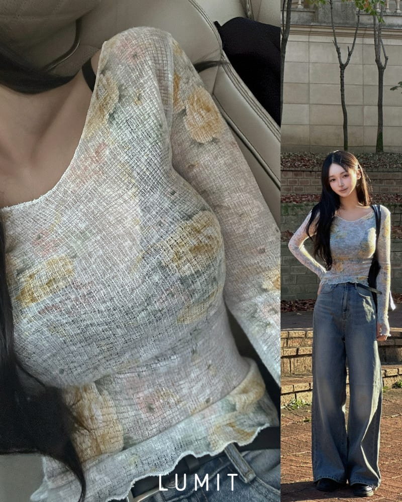 Flower See-Through Warmer Long Sleeve Tee 플라워 시스루 워머긴팔티 사진 1