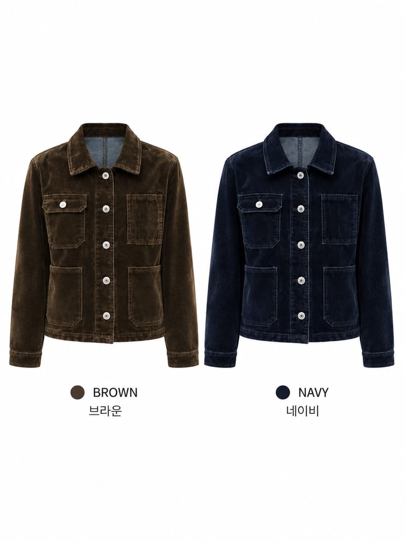 Washed Velvet Pocket Denim Jacket 워시드 벨벳 포켓 데님 자켓 사진 12