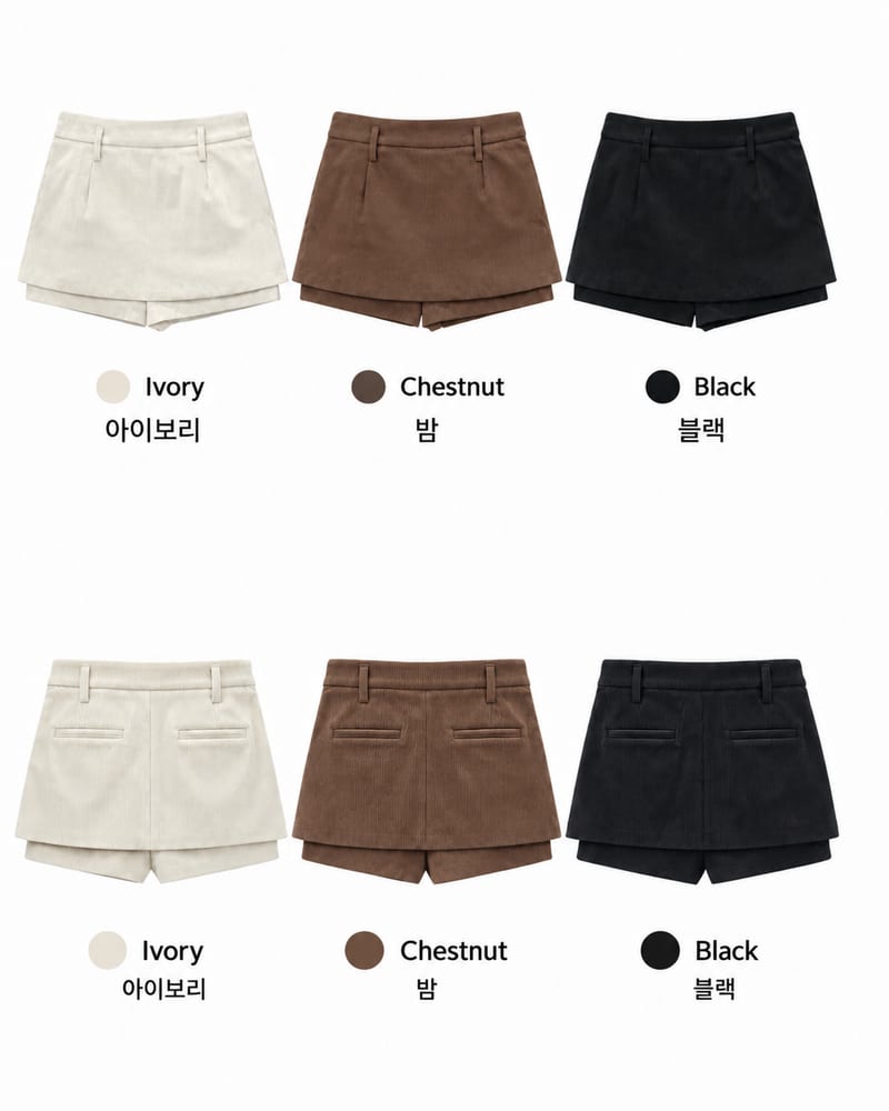 Slim-fit stretch corduroy short skirt pants 슬림핏 스판 코듀로이 숏 치마바지 사진 13