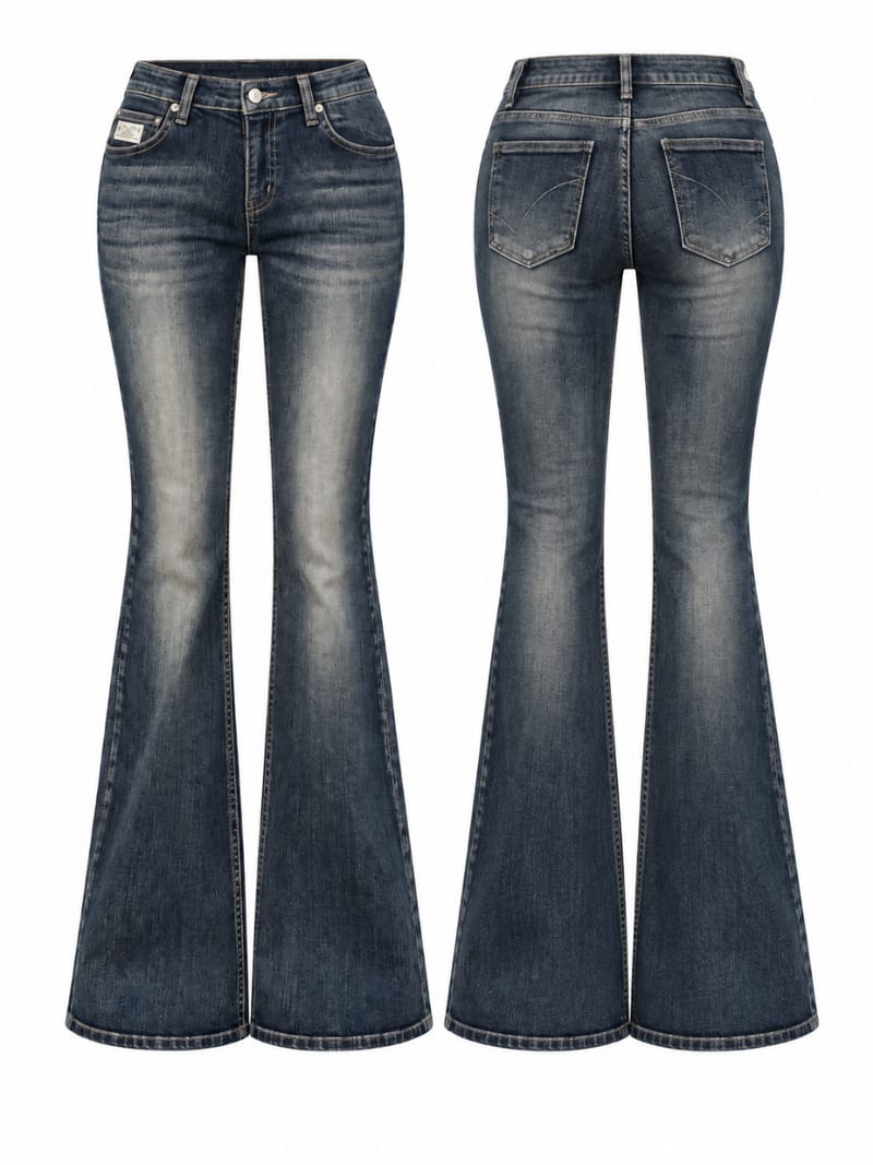 Low-rise bootcut washed stretch denim 로우라이즈 부츠컷 워싱 스판 데님 사진 2