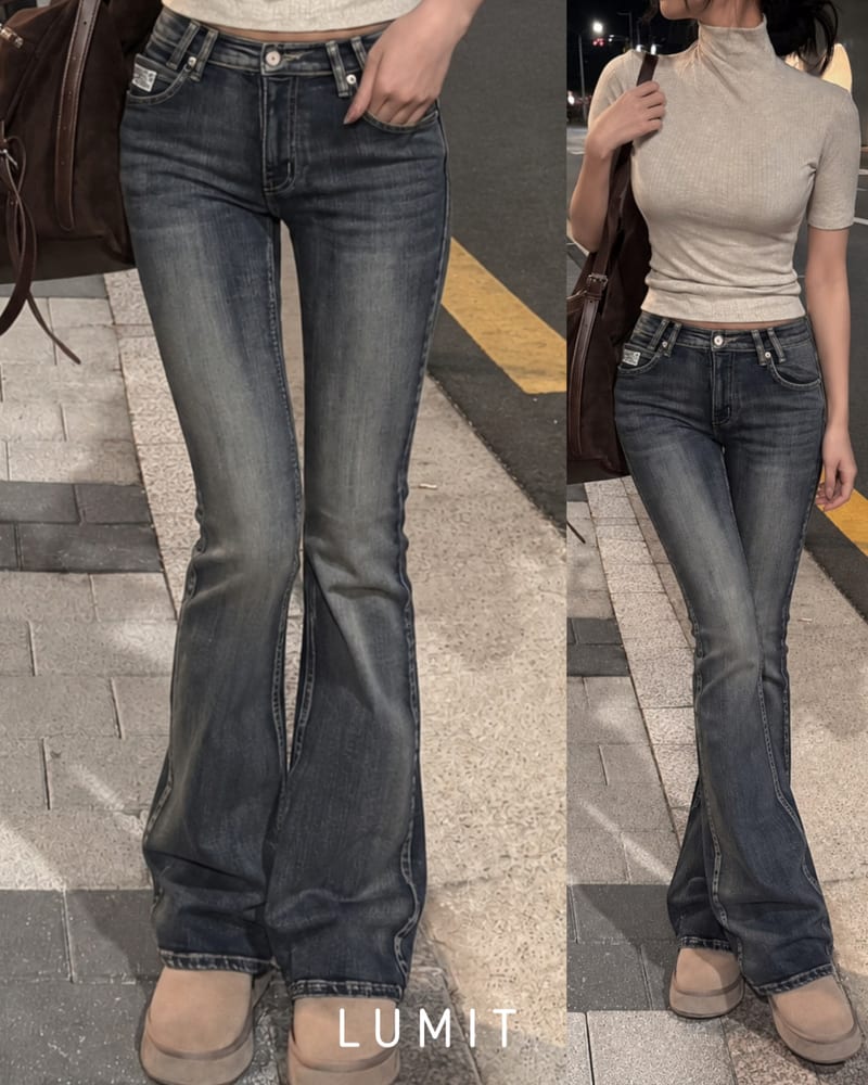 Low-rise bootcut washed stretch denim 로우라이즈 부츠컷 워싱 스판 데님 사진 1