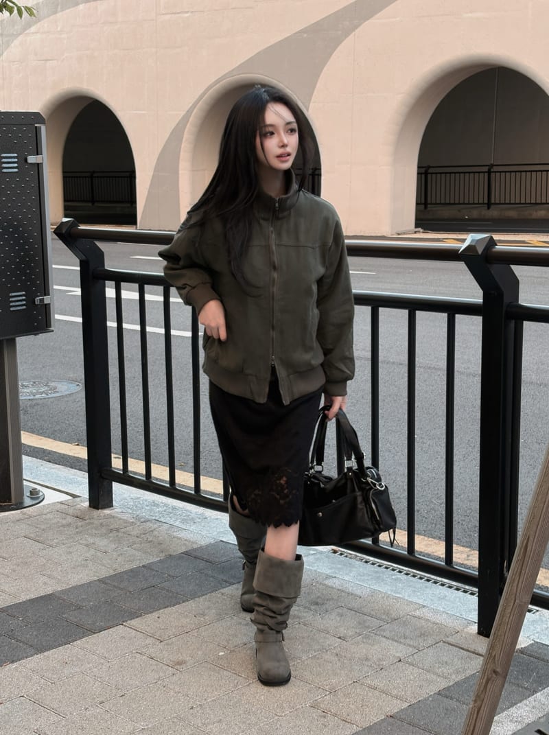High-neck banded cotton blouson two-way jacket 하이넥 밴딩 면 블루종 투웨이 자켓 사진 4