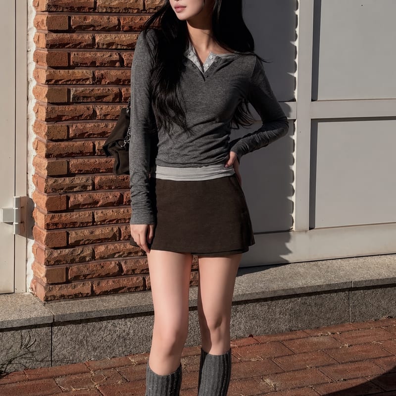Pile Slim A Mini Skort 피치스판 필레 슬림에이 미니 치마바지 사진 1