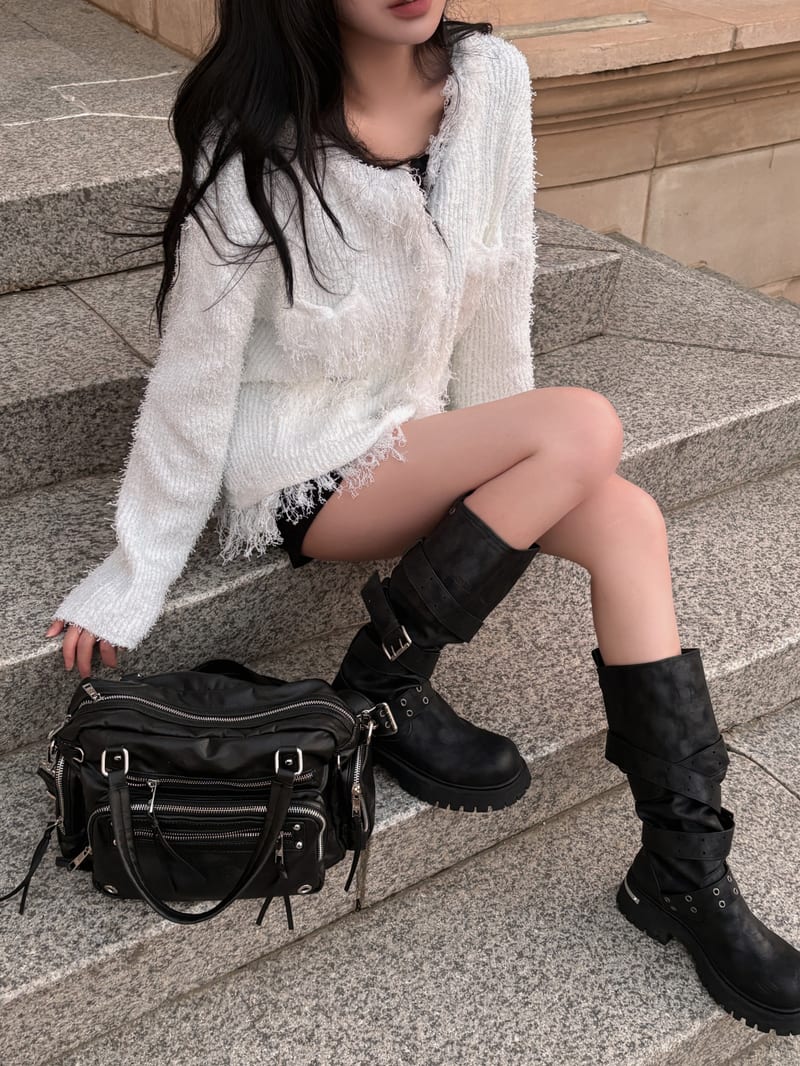 Unique Fringe Pocket Knit Cardigan 유니크 프린지 수술 포켓 니트가디건 사진 8