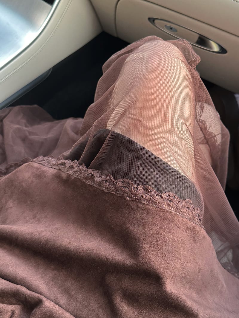 Asymmetrical Suede See-Through Lace Skirt 언발 스웨이드 시스루 레이스 스커트 사진 11