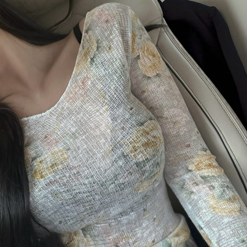 Flower See-Through Warmer Long Sleeve Tee 플라워 시스루 워머긴팔티 사진 1