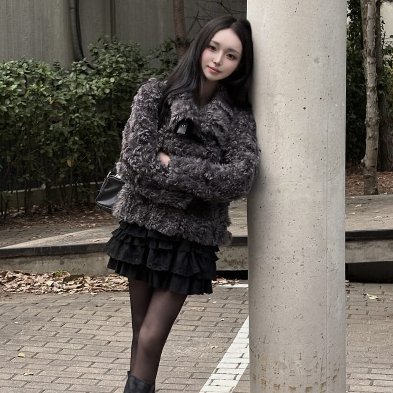 Suede Lace Cancan Mini Skirt 스웨이드 레이스 캉캉 미니스커트 3color 사진 1