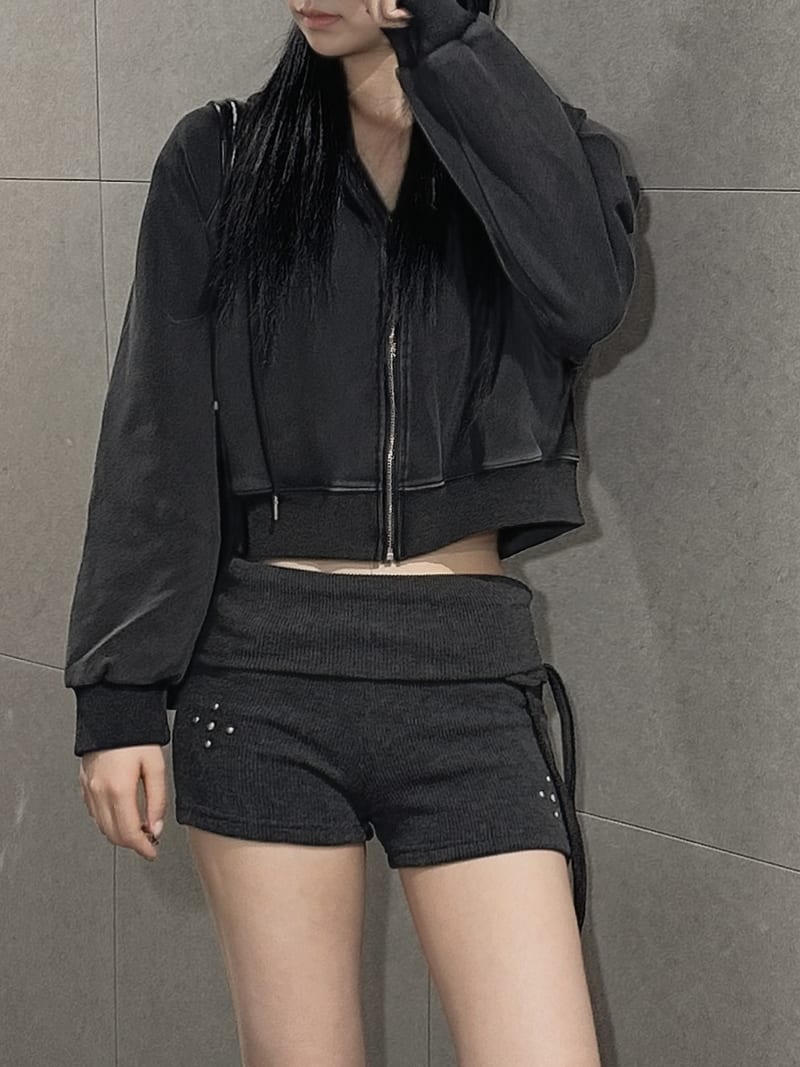 Washed Crop Hoodie Zip-up 워싱 크롭 후드집업 사진 10