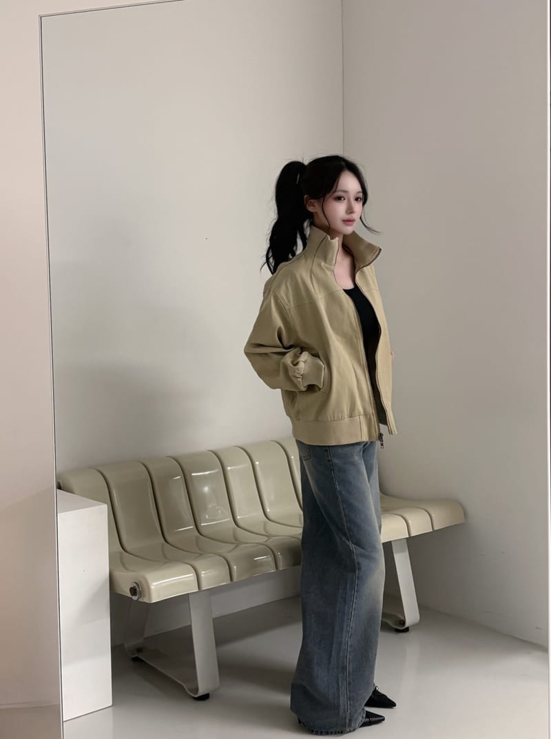 High-neck banded cotton blouson two-way jacket 하이넥 밴딩 면 블루종 투웨이 자켓 사진 8